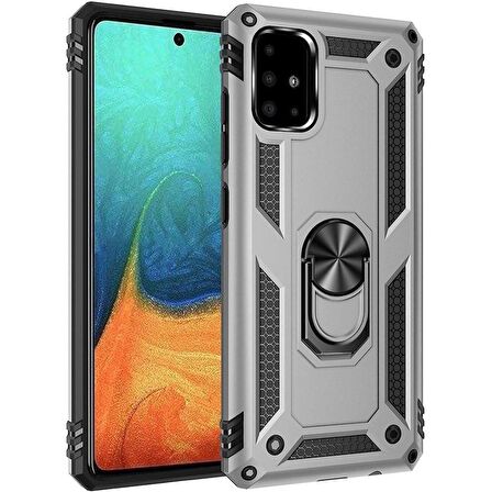 Smcase Samsung Galaxy M31S Kılıf Vega Yüzüklü Çift Katmanlı Tank Kapak  Nano Ekran Koruyucu