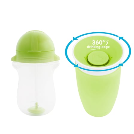 Munchkin Tıklama Kilitli Uçlu Alıştırma Bardağı 12Ay+,296Ml,Yeşil +Munchkin  360° Alıştırma Bardağı, 12Ay+, 296Ml,Yeşil
