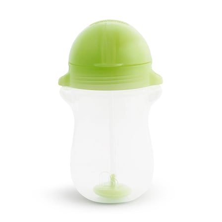Munchkin Tıklama Kilitli Uçlu Pipetli Alıştırma Bardağı, 12ay+, 296ml, Yeşil ve Isı Göstergeli Yumuşak Uçlu Bebek Kaşıkları 2li Set