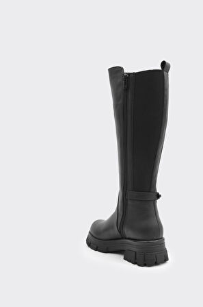 Hakiki Deri Fermuarlı Arka Kısım Streç Kadın Çizme