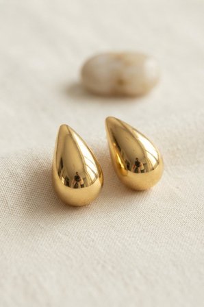 316L Çelik Gold Renk Damla Model Küpe