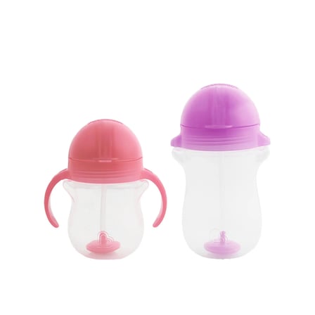 Munchkin Tıklama Kilitli Uçlu Pipetli Alıştırma Bardağı 6AY+ 207 ml Pembe ve 12AY+ 296 ml Mor