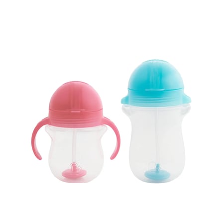Munchkin Tıklama Kilitli Uçlu Pipetli Alıştırma Bardağı 6AY+ 207 ml Pembe ve 12AY+ 296 ml Mavi