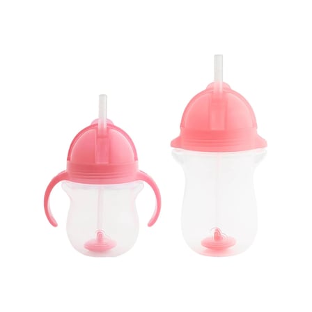Munchkin Tıklama Kilitli Uçlu Pipetli Alıştırma Bardağı 6AY+ 207 ml Pembe ve 12AY+ 296 ml Pembe
