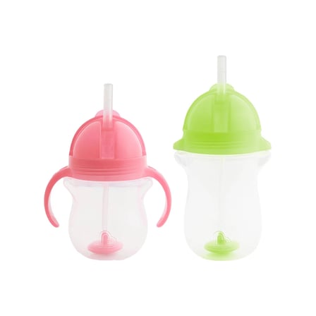 Munchkin Tıklama Kilitli Uçlu Pipetli Alıştırma Bardağı 6AY+ 207 ml Pembe ve 12AY+ 296 ml Yeşil