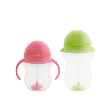 Munchkin Tıklama Kilitli Uçlu Pipetli Alıştırma Bardağı 6AY+ 207 ml Pembe ve 12AY+ 296 ml Yeşil