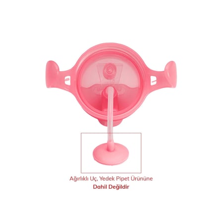 Munchkin Tıklama Kilitli Uçlu Pipetli Alıştırma Bardağı, 6ay+, 207ml, Pembe,& Yedek Pipet 1 adet