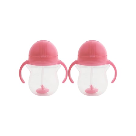 Munchkin Tıklama Kilitli Uçlu Pipetli Alıştırma Bardağı, 6ay+, 207ml, Pembe, 2li Paket