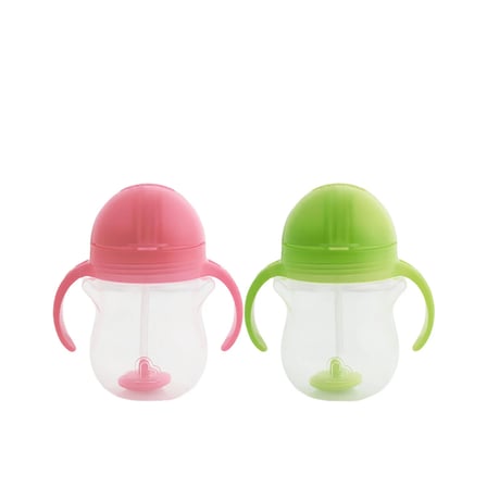 Munchkin Tıklama Kilitli Uçlu Pipetli Alıştırma Bardağı, 6ay+, 207ml, Pembe & Yeşil, 2li Paket