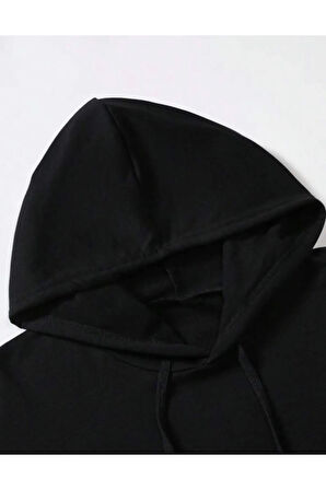 Erkek Siyah Dikey Baskılı Oversize Sweatshirt