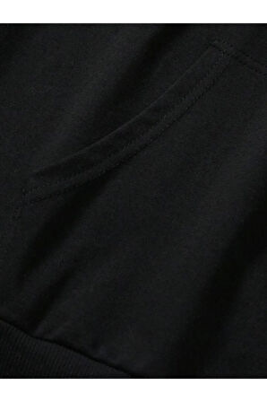 Erkek Siyah Dikey Baskılı Oversize Sweatshirt