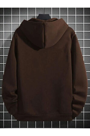 Erkek Kahverengi Dikey Baskılı Oversize Sweatshirt