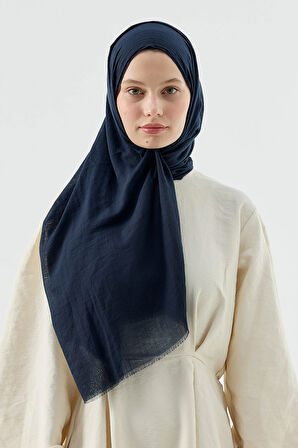 Aminenesil Modakaşmir İnce Pamuk Şal Koyu Lacivert Renk