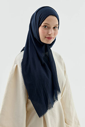 Aminenesil Modakaşmir İnce Pamuk Şal Koyu Lacivert Renk