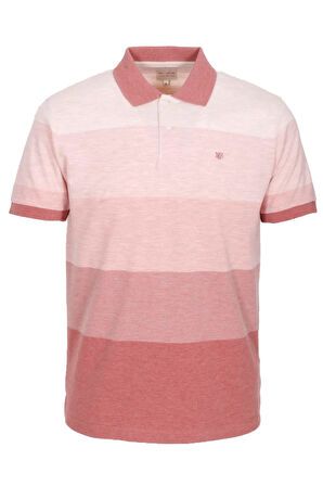 Erkek Polo Yaka Tişört Nar Çiçeği %100 Pamuk Slim Fit Ribanalı Kol Baskılı T-shirt NCS JEANS 1248