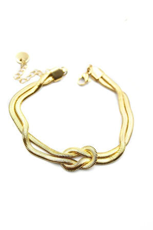 Düğüm Zincir Çelik Bileklik - Altın