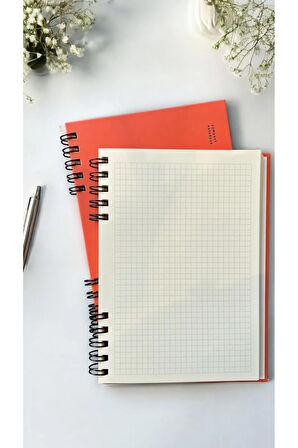 The Notebook Serisi Spiralli 80 Yaprak Kareli A5 Defter (ORANGE CORAL KAPAK)
