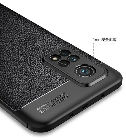 Smcase Xiaomi Mi10T Pro Kılıf Deri Dokulu Silikon  Nano Ekran Koruyucu