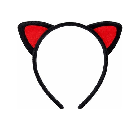 Peluş Kedi Kulak Taç Kırmızı Siyah ? Çocuk Parti & Kostüm Tacı