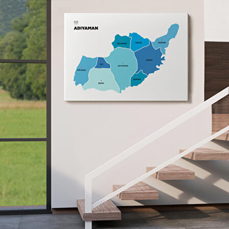 Harita Sepeti Adıyaman İli ve İlçeler Haritası Dekoratif Kanvas Tablo 1249