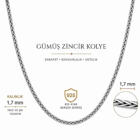 925 Ayar Gümüş 60 cm Spiga Model Erkek Zincir Kolye