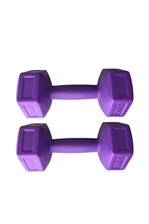 Leyayon 2 Kg X 2 Adet Dambıl Vinyl Kaplı Dumbell Ağırlık - Mor