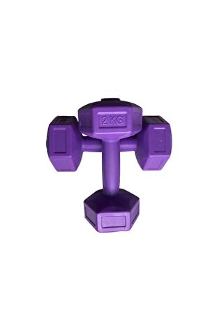 Leyayon 2 Kg X 2 Adet Dambıl Vinyl Kaplı Dumbell Ağırlık - Mor