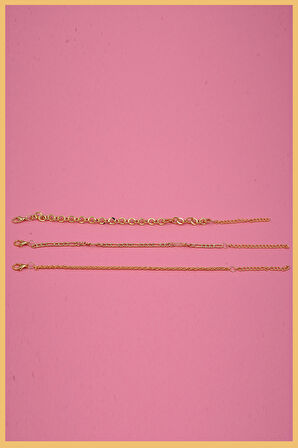 Altın Kaplama 3'lü Halkalı Bileklik Seti 