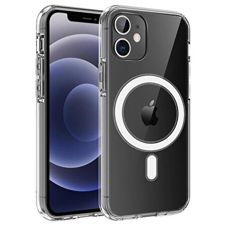 Smcase iPhone 12 Mini Kılıf Coss Wireless Destekli Hibrit Silikon  Mıknatıslı Kartlıklı Kılıf