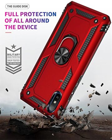 Smcase Xiaomi Redmi 9C Kılıf Vega Yüzüklü Çift Katmanlı Tank Kapak 