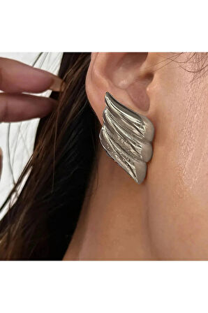 Hailey Vintage Wing Silver Platted Küpe