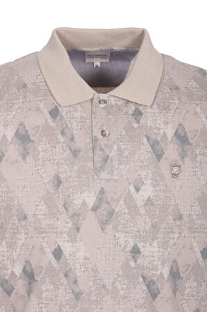 Erkek Polo Yaka Tişört Vizon Slim Fit Ribanalı Kol Pamuklu Baskılı T-shirt NCS JEANS 1251