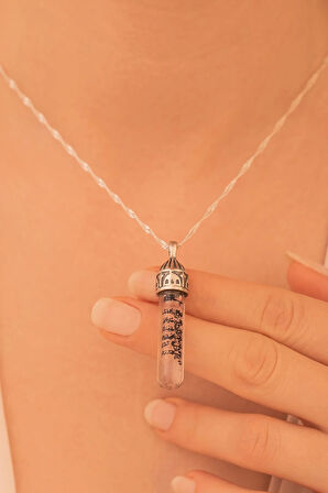 Zemzem Sulu Ayetel Kürsi Yazılı Kadın Gümüş Kolye Zincir