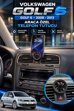 Volkswagen Golf 6 2008-2013 Uyumlu Araç Içi Premium Telefon Tutucu - Araba Telefon Tutacağı Havalandırma Için