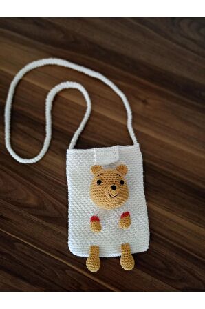 El Örgüsü Telefon-çocuk Çantası Amigurumi Detaylı Winnie The Pooh