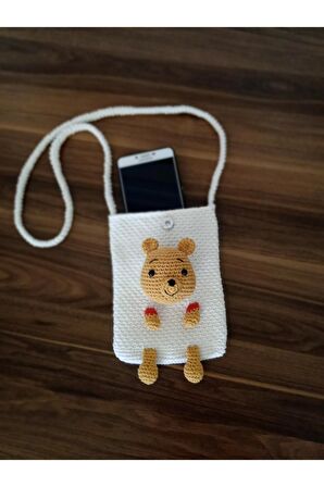 El Örgüsü Telefon-çocuk Çantası Amigurumi Detaylı Winnie The Pooh