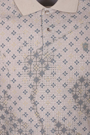 Erkek Polo Yaka Tişört Vizon Slim Fit Ribanalı Kol Pamuklu Baskılı T-shirt NCS JEANS 1252