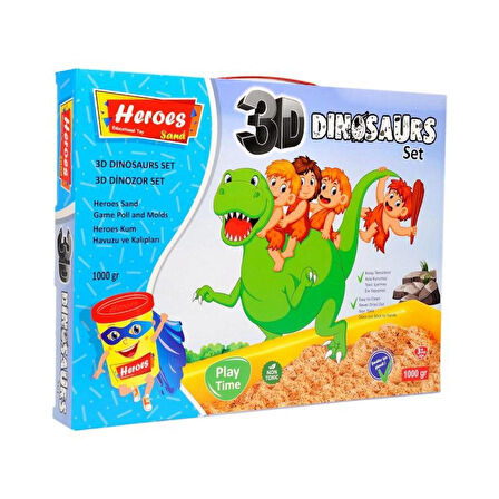 Küçük Havuzlu 3D Boyutlu Dinozor Kalıplı 500 Gr Kinetik Kum Seti