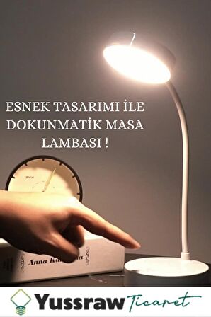 Şarjlı Dokunmatik 20 Led Çalışma Okuma Işığı Flexible Masa Lambası Beyaz