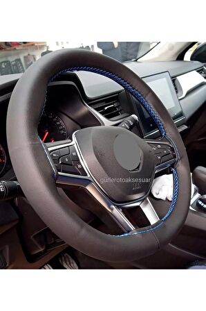 Hunday I20 Uyumlu Direksiyon Kılıfı Dikmeli Mavi Ipli 38×10.cm