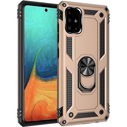 Smcase Samsung Galaxy M51 Kılıf Vega Yüzüklü Standlı Tank Kapak