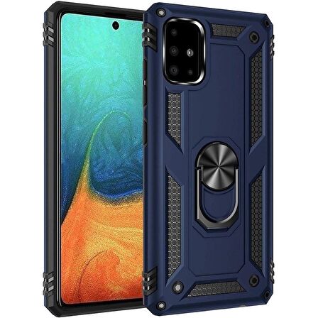 Smcase Samsung Galaxy M51 Kılıf Vega Yüzüklü Standlı Tank Kapak