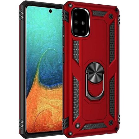 Smcase Samsung Galaxy M51 Kılıf Vega Yüzüklü Standlı Tank Kapak  Nano Ekran Koruyucu