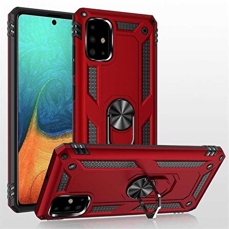 Smcase Samsung Galaxy M51 Kılıf Vega Yüzüklü Standlı Tank Kapak  Nano Ekran Koruyucu