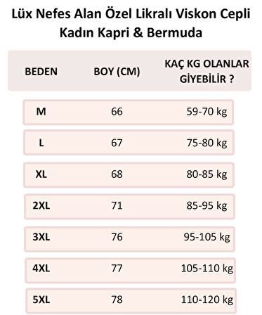 Lüx Nefes Alan Özel Likralı Viskon Cepli Kadın Kapri & Bermuda