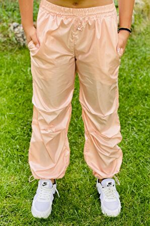 Kız Çocuk Jogger Yüksel Bel Paraşüt Pantolon