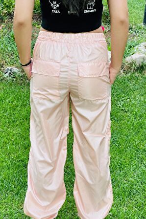 Kız Çocuk Jogger Yüksel Bel Paraşüt Pantolon