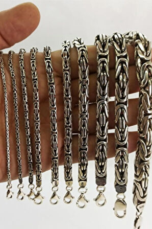 Erkek Gümüş Bileklik - 925 Ayar 4.5mm Yuvarlak Kral Model Erkek Gümüş Bileklik