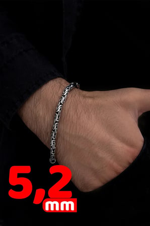 Erkek Gümüş Bileklik - 925 Ayar Yuvarlak Kral Model Erkek Gümüş Bileklik