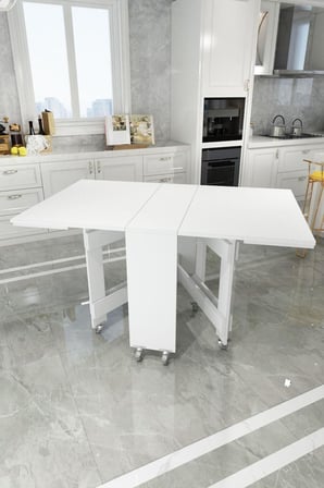 Dekorfim Pratik Katlanır Mega Flamingo Masa BEYAZ-90 cm